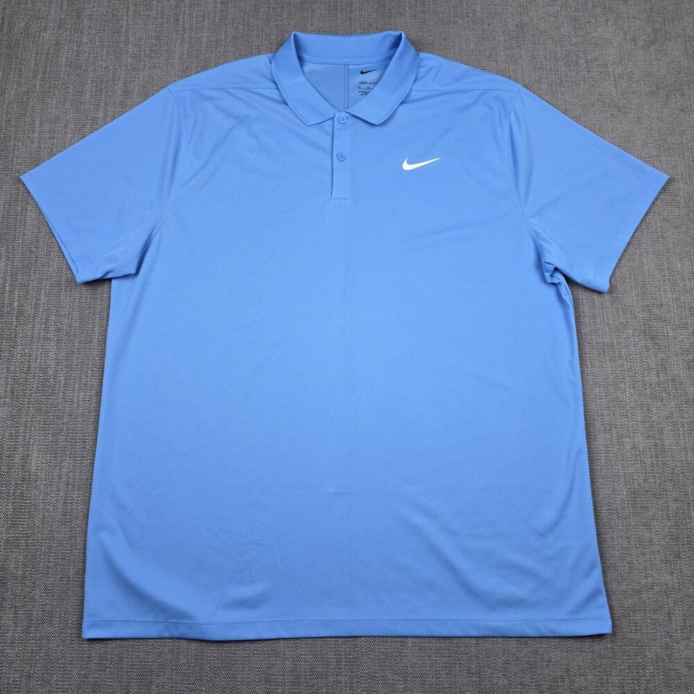 Nike Golf Mens XL Blue Dri-FIT Move To Zero Solid Short Sleeve Polo Shirt Sporty